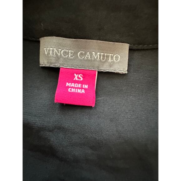 New ~ VINCE CAMUTO Women's Black Ruffled Sleeveless V Neck Peplum Top Size XS - Picture 6 of 7